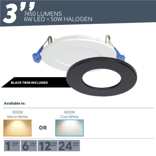 3000K Nadair SL4-900SQ-12WH3KBN 12 Pack LED 4 Ic Rated Dimmable Ultra Slim Recessed Panel Light with Junction Box White and Burshed Nickel 900 Lumens 12W 